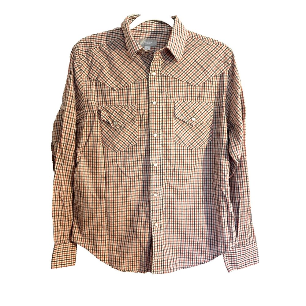 Utility Men’s Plaid Pearl Snap Western Shirt Rockabilly Red/Blue/White Size M
